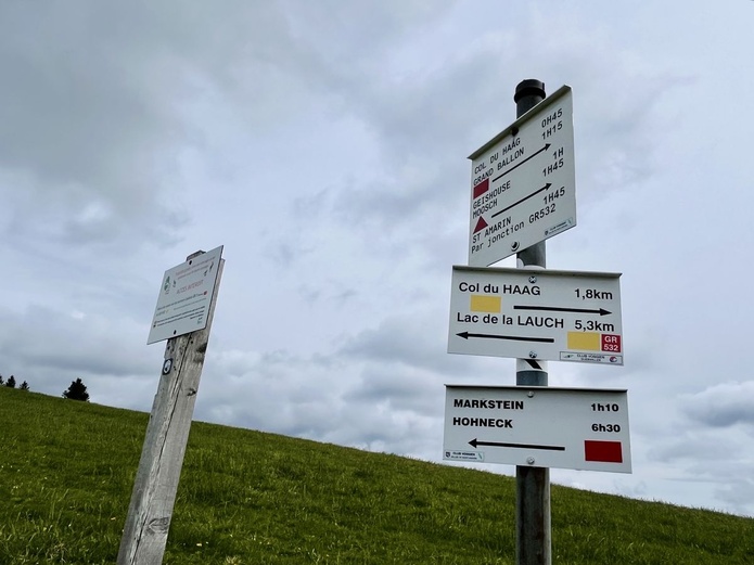 Sur les hauteurs de Guebwiller, les sentiers ont été balisés par le Club vosgien. PB Sur les hauteurs de Guebwiller, les sentiers ont été balisés par le Club vosgien. PB