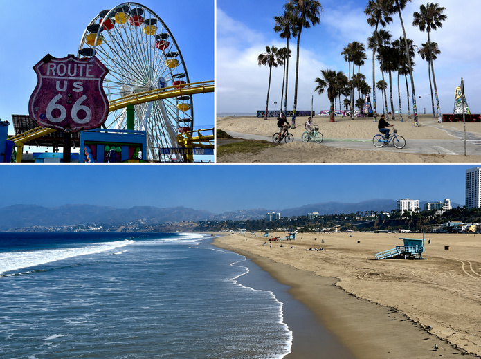 Santa Monica, station banéaire de rêve. Photos : PB, composition générée par IA Santa Monica, station banéaire de rêve. Photos : PB, composition générée par IA