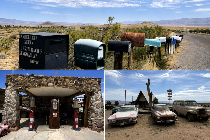 Sur les bords de la Route 66 - Photos PB, composition générée par IA