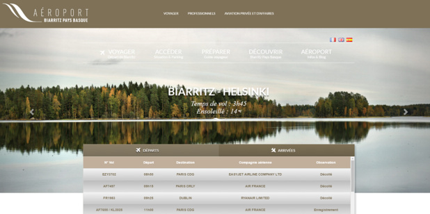 La nouvelle version du site Internet de l'aéroport Biarritz-Pays Basque - Capture d'écran La nouvelle version du site Internet de l'aéroport Biarritz-Pays Basque - Capture d'écran