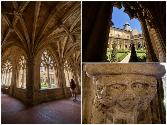 Le cloître de l'ancienne abbaye de Cadouin, un joyau gothique - Photos : PB, composition générée par IA