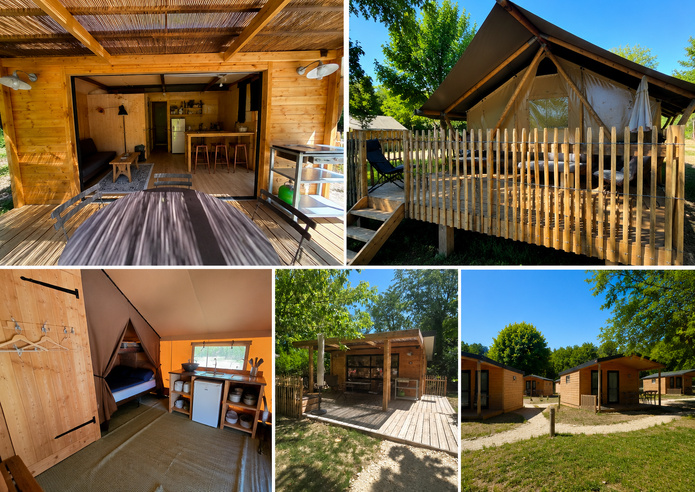 Chalet Toronto Plus et Tente Bois & Toile, ainsi que les lodges hôteliers en bas à droite sur la photo - Photos CE