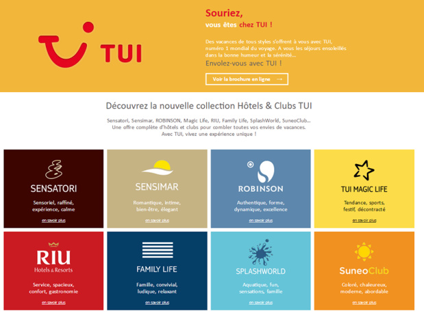 A partir de septembre 2016, Tui.fr sera le seul site marchand du groupe - Capture d'écran