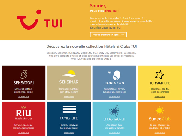 A partir de septembre 2016, Tui.fr sera le seul site marchand du groupe - Capture d'écran A partir de septembre 2016, Tui.fr sera le seul site marchand du groupe - Capture d'écran