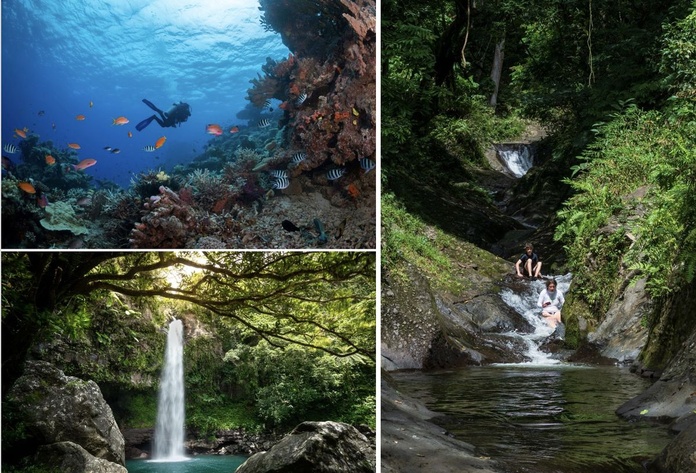 Plongée dans Rainbow Reef, cascades de Bouma,  toboggans naturels de Waitavala - Photo : Jay Clue/Garden Island Resort, Brooke Sabin, Oliver Bolch pour Tourism Fiji