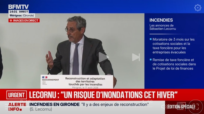 Incendies : 30 M€ de prêts et 2 M€ pour relancer le tourisme dans les Landes-Gironde - Capture écran