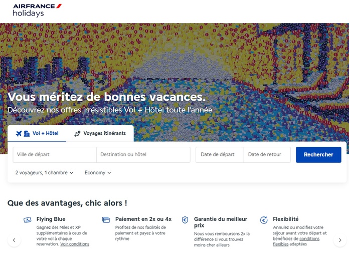 Air France-KLM : une entité pour gérer et exploiter l’ensemble de son offre Holidays - Capture écran