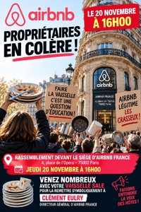 Un appel à manifester a été lancé sur un groupe d'hôtes sur Facebook. Un appel à manifester a été lancé sur un groupe d'hôtes sur Facebook.