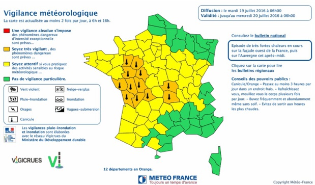 Carte de vigilance Météo France Carte de vigilance Météo France