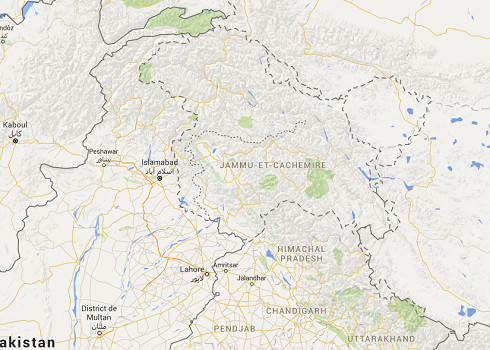 Le Cachemire est une région située entre l'Inde et le Pakistan - DR : Google Maps