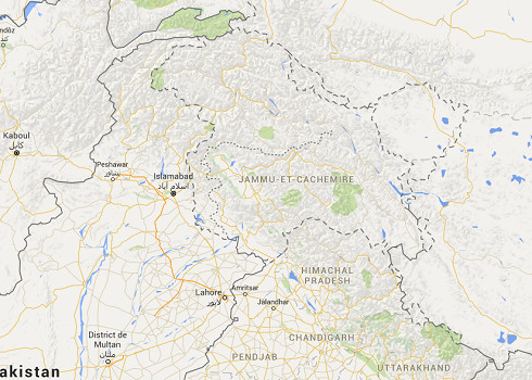 Le Cachemire est une région située entre l'Inde et le Pakistan - DR : Google Maps Le Cachemire est une région située entre l'Inde et le Pakistan - DR : Google Maps