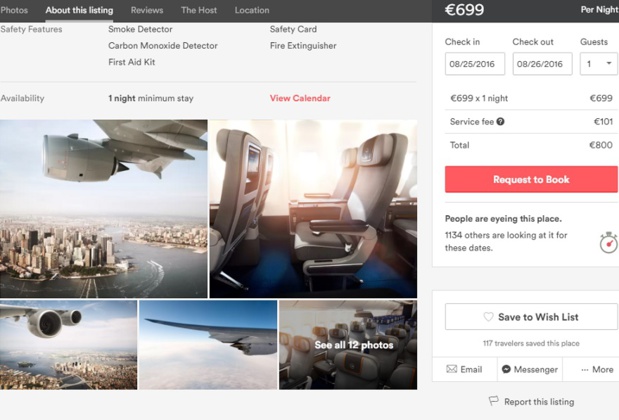 La compagnie aérienne n'hésite pas à trouver de nouvelles idées pour séduire les voyageurs et ainsi brader ses sièges (c) Capture Airbnb.de