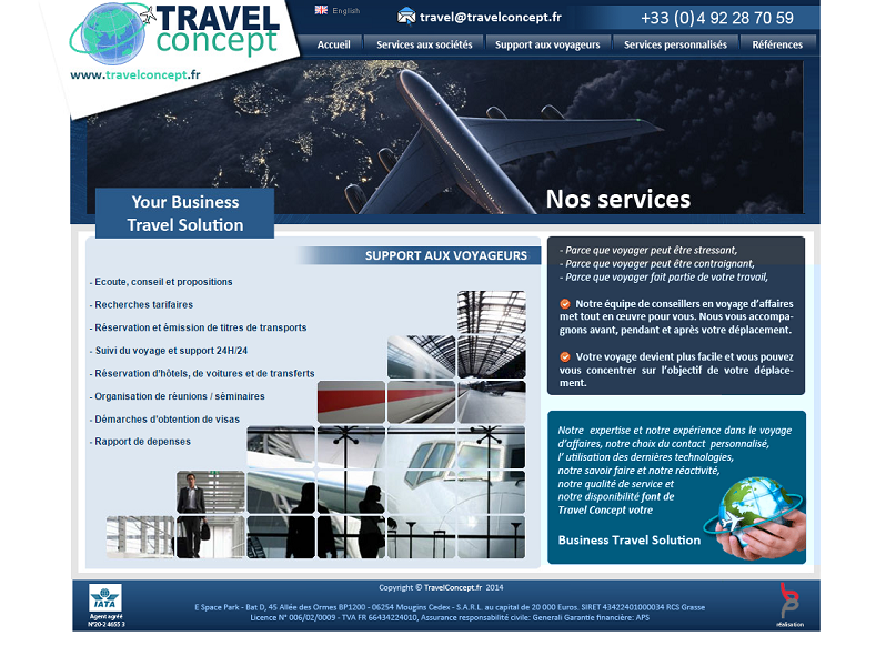 Travel Concept est une société spécialisée dans les voyages d'affaires - Capture d'écran