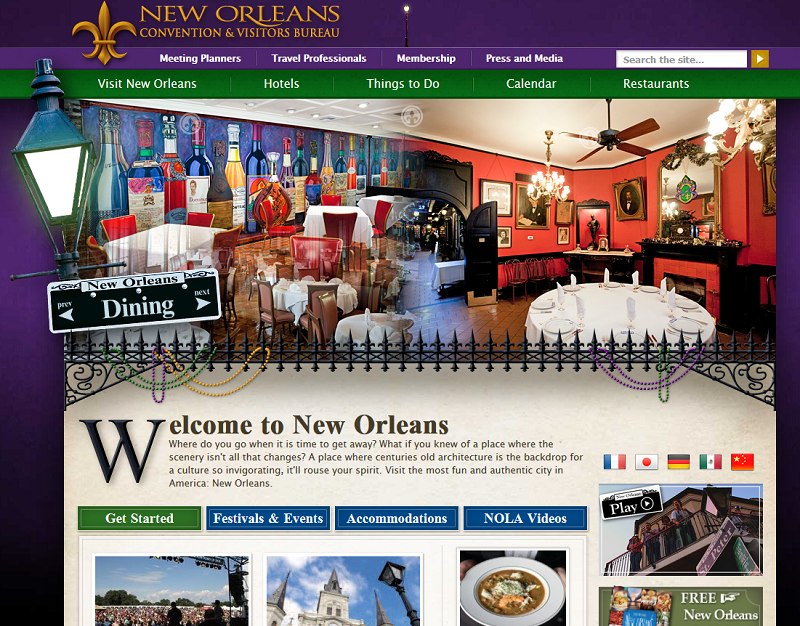 Le site web du New Orleans Convention & Visitors Bureau - DR Le site web du New Orleans Convention & Visitors Bureau - DR