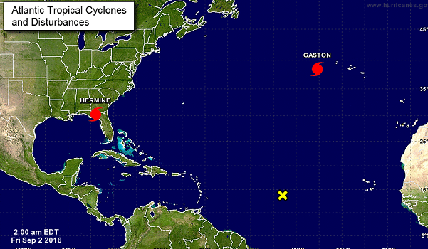 Le NHC suit la progression de l'ouragan Hermine en Floride - DR : NHC