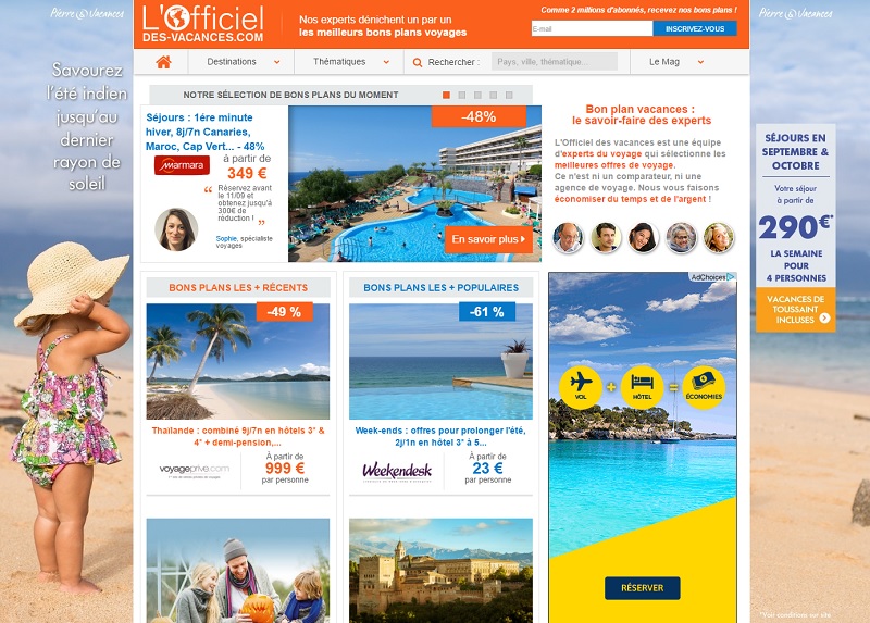 Capture d'écran L'officiel des Vacances