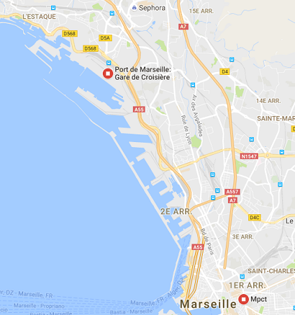 Le navire est resté au MPCT ce mercredi 14 septembre 2016 - DR : Google Maps