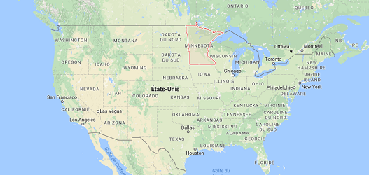 L'attaque au couteau s'est produite dans le Minnesota, au Nord des USA - DR : Google Maps