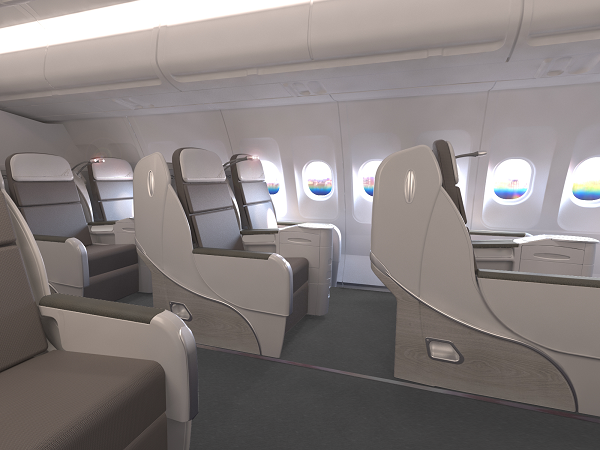 La nouvelle classe Business sera à l'avant des Airbus et sur le pont supérieur des Boeing - Photo : Corsair