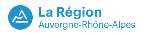 Le nouveau logo de la région Auvergne-Rhône-Alpes symbolise les montagnes des Alpes, les volcans d'Auvergne et le Rhône - DR