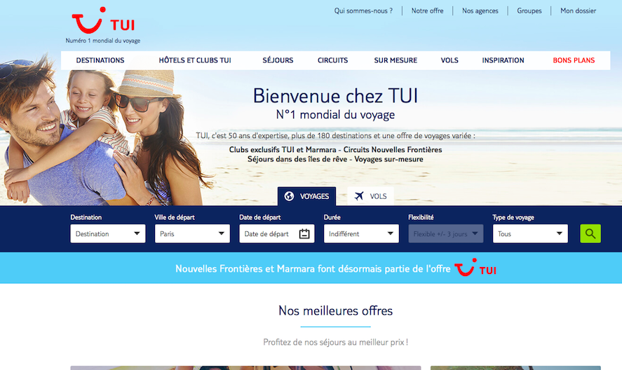 La nouvelle plateforme TUI.fr (c) capture