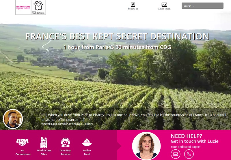 The new BtoB website launched by Hauts-de-France aimed at Indian professionals - screenshot