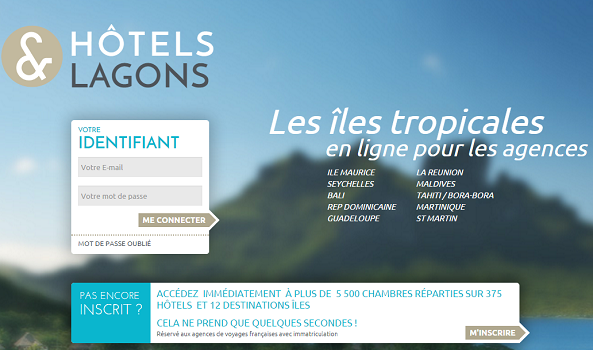 Plus de 2 500 agences de voyages se connectent quotidiennement au site professionnel d'Hôtels & Lagons - Capture d'écran