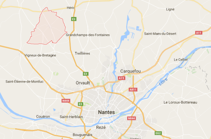 Notre-Dame-des-Landes est situé au Nord-Ouest de Nantes - DR : Google Maps