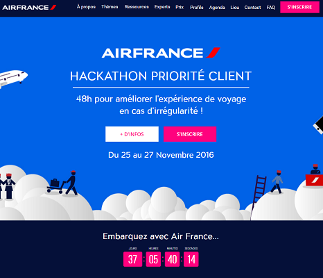 Le Hackathon Priorité Client d'Air France se déroulera du 25 au 27 novembre 2016 - capture d'écran