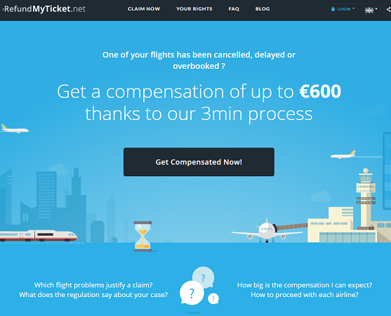 RefundMyTicket a été lancé en juin 2014 - Capture d'écran