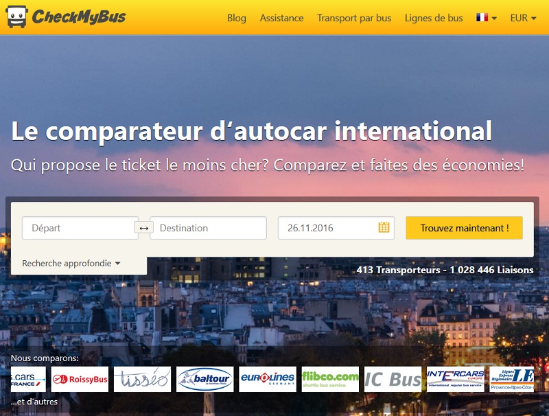 CheckMyBus comparateur d'autocar - Capture écran