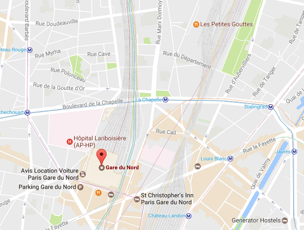Le trafic est paralysé en Gare du Nord, à Paris - DR : Google Maps