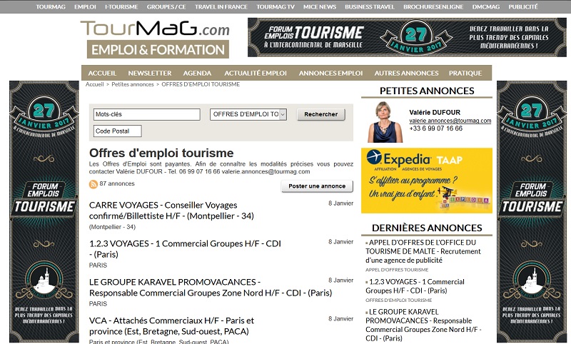 La rubrique Emploi de TourMaG.com - DR