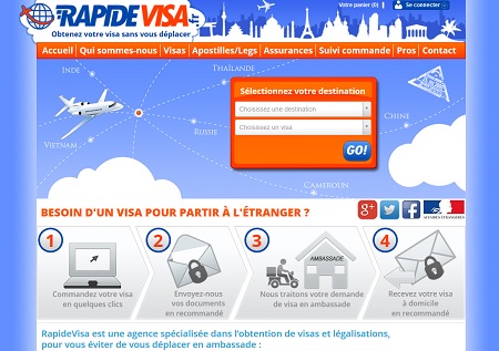 Le site RapideVisa travaille avec plusieurs TO - Capture écran