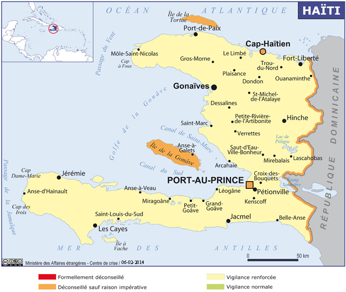 La carte de sécurité publiée par le MAE sur son site - Image MAE