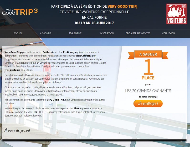 Visiteurs lance son challenge Very Good Trip 3 en Californie