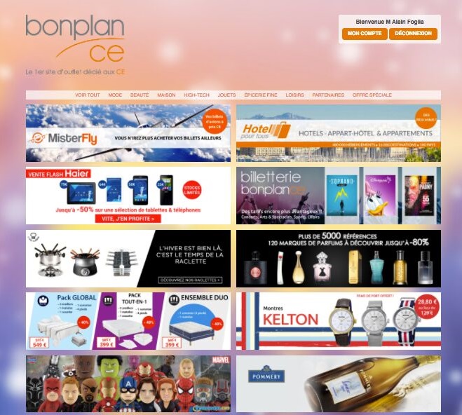 Le site BonplanCE.com propose des produits dans le voyage, les loisirs, la maison, l'électroménager, ou encore la beauté - Capture écran