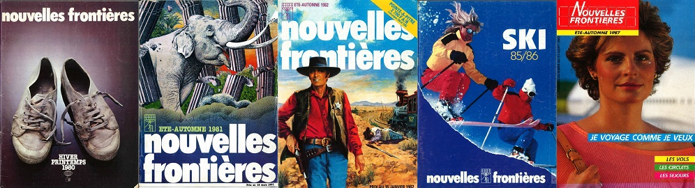 Les brochures Nouvelles Frontières 1980, 1981, 1982, 1985 et 1987 - DR : Groupe TUI