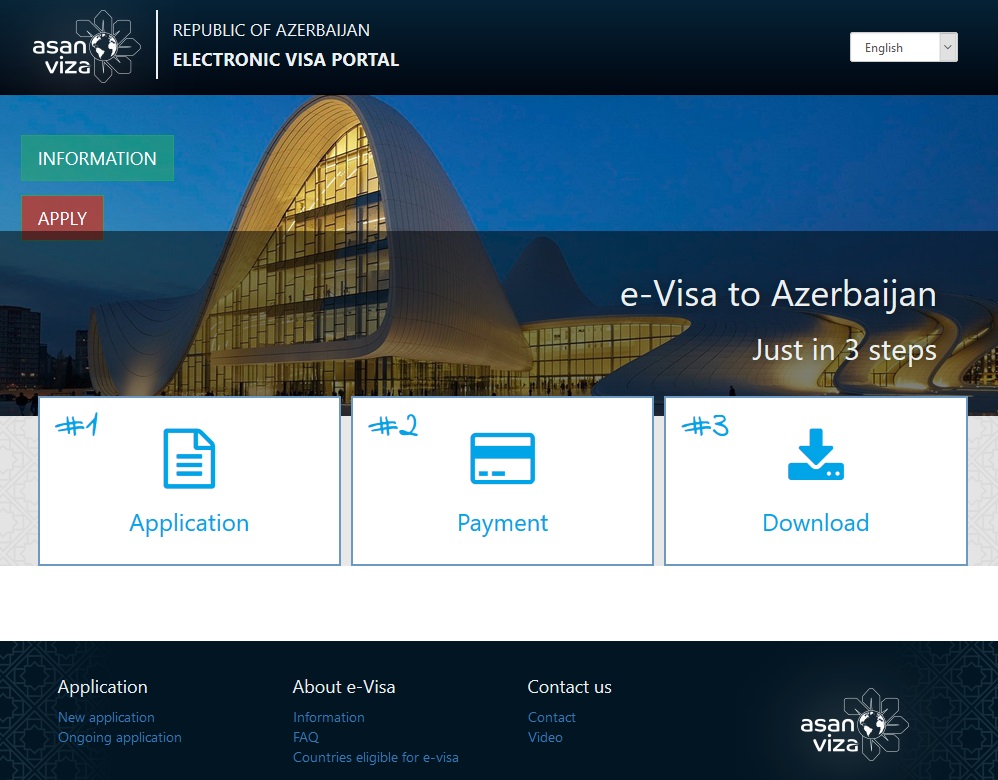 Azerbaïdjan : le site de demande de visa électronique - Capture écran