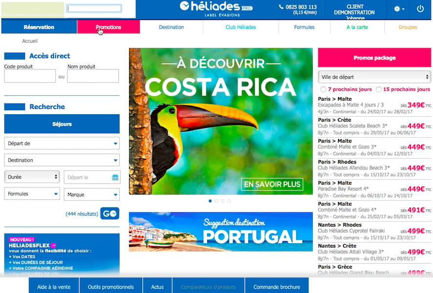 Nous avons testé HéliadesFlex : on sélectionne la destination et par simple clic, nous avons la possibilité de changer à volonté les paramètres qui se réajustent en temps réel - Capture écran Nous avons testé HéliadesFlex : on sélectionne la destination et par simple clic, nous avons la possibilité de changer à volonté les paramètres qui se réajustent en temps réel - Capture écran