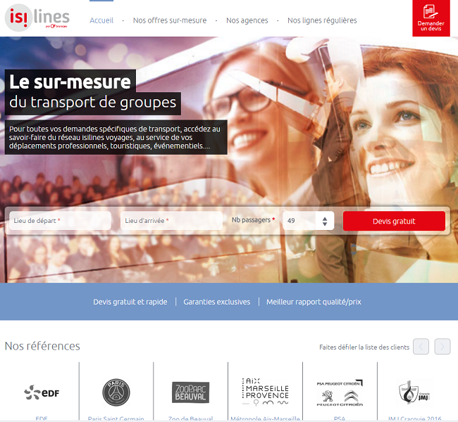 voyages.isilines.fr permet d'effectuer des demandes de devis pour des groupes - Capture d'écran voyages.isilines.fr permet d'effectuer des demandes de devis pour des groupes - Capture d'écran