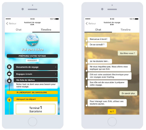 Le service EVA est proposé sur l'application mobile de Vueling - DR : Vueling