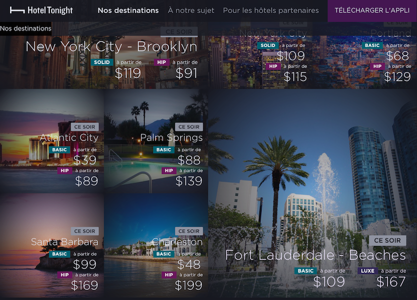 La société revendique un un volume d’affaires de 500 millions de dollars de réservation en 2016, 25 000 partenaires hôteliers dans plus de 30 pays. (c) Capture HotelTonight