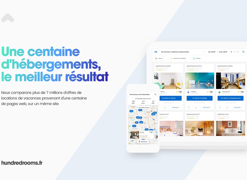 La plateforme est dotée d'un algorithme permettant aux utilisateurs de consulter et de comparer en une recherche les prix des logements de la plupart des sites de location saisonnière.(c) HundredRooms