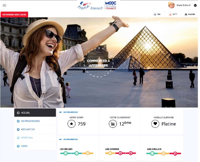 Mooc Accueil France, l'elearning porte sur l'accueil des visiteurs étrangers en France - DR Mooc Accueil France, l'elearning porte sur l'accueil des visiteurs étrangers en France - DR