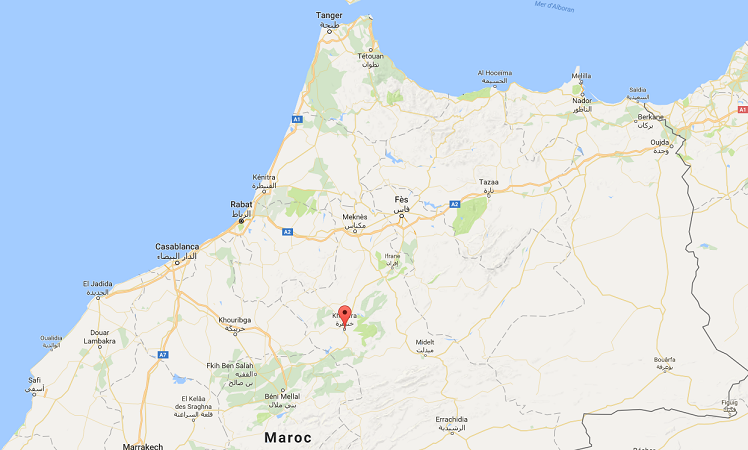 L'accident s'est produit près de Khenifra, dans le centre du Maroc - DR : Google Maps
