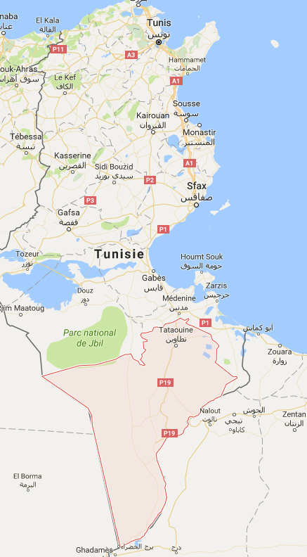 Le gouvernorat de Tataouine est situé dans le sud de la Tunisie - DR : Google Maps