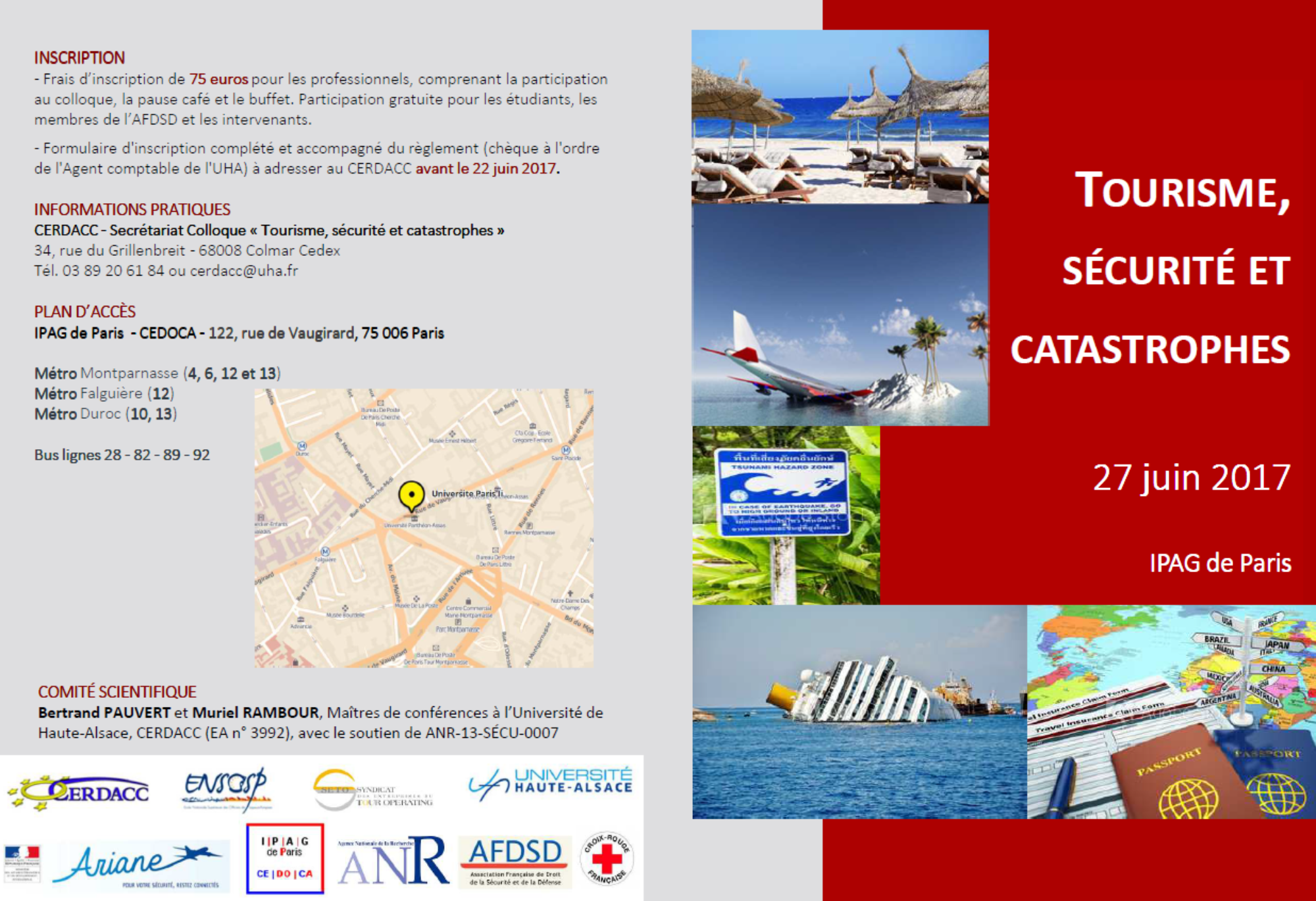 Colloque "Tourisme, sécurité et catastrophes" le 27 juin à Paris