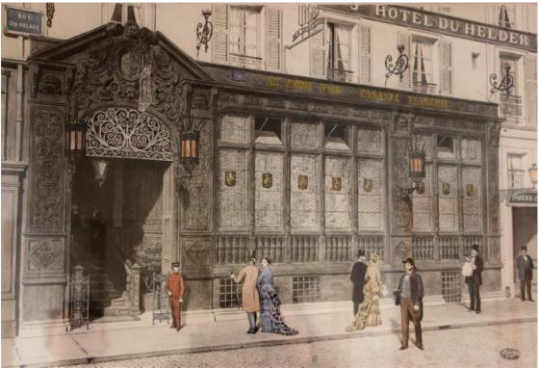 Charles Baude, graveur, « Paris. Le nouveau restaurant de la rue du Helder : vue extérieure », 1880