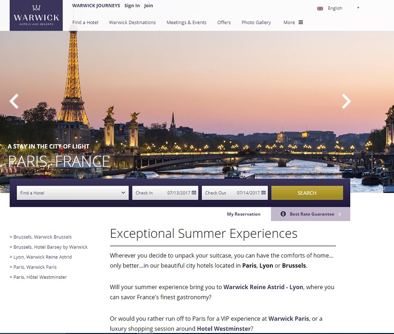 Warwick Hotels and Resorts : J. Billy devient directeur de l’Hôtel Westminster à Paris